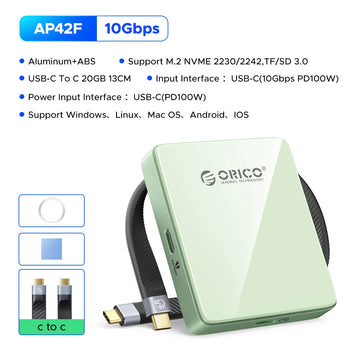 ORICO Magnetic M.2 2230/2242 NVMe SSD Enclosure for iPhone 4K ProRes Recording ith SD/TF 3.0 Card Reader PD100W Charging Port Apsilon