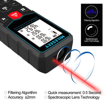 Mileseey Laser Distance Meter Electronic Roulette Laser Digital Tape Rangefinder Trena Metro Laser Range Finder  Measuring Tape Apsilon