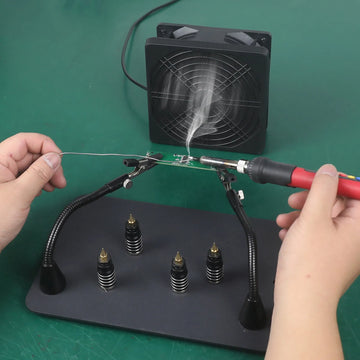 Toolour Solder Fume Extractor Smoke Absorber Remover 12V Soldering Fan DIY Working Fan Fume Extractor for Soldering Repairing Apsilon