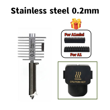 For Bambu lab A1/A1 mini/A2L Hotend Kit Hardened Steel Nozzle 0.2/0.4/0.6/0.8mm nozzle For Bambu lab 3D printer Accessory Apsilon