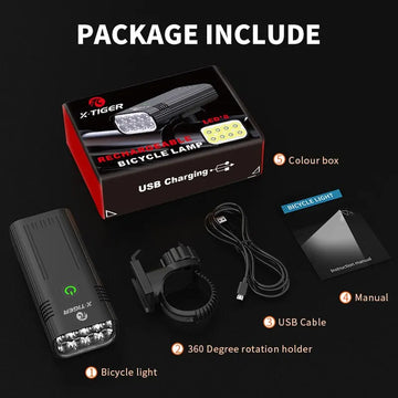 X-TIGER Bike Light Set Powerful USB Rechargeable Bright 10000mAh Bicycle Front Lights IPX5 Waterproof Front Lamp Cycling Apsilon