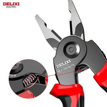 DELIXI ELECTRIC 5-in-1 Multifunctional Pliers Set, Interchangeable Plier Heads, Wire Pliers Stripper Cable Clamp Crimping Pliers Apsilon