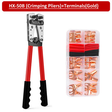 Heavy-Duty Battery Cable Crimping Tool Kit, 8-1/0 AWG Range, Wire Crimp Connector Assortment Car Auto Copper Ring Terminal Apsilon