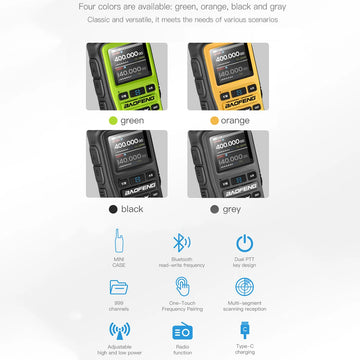 BAOFENG UV-5R Mini Walkie Talkie Multi Band Bluetooth Programming Wireless Copy Frequency 999CH Type-C Long Range Two Way Radio Apsilon