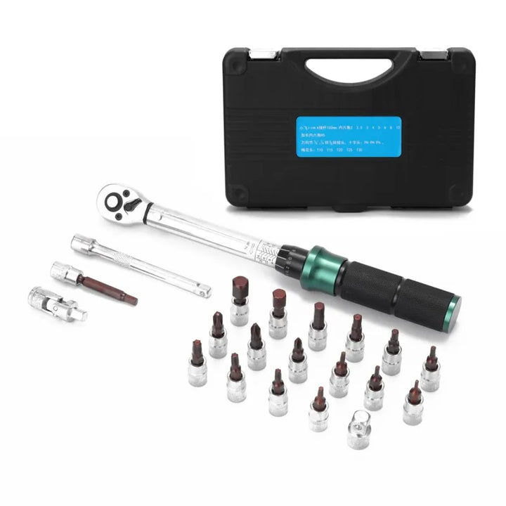1/4'' Drive 2-24N.m Precise Double Scale Torque Wrench Set MTB Bike Socket Spanner Bicycle Motorcycle Ratchet Repair Toolbox Kit Apsilon