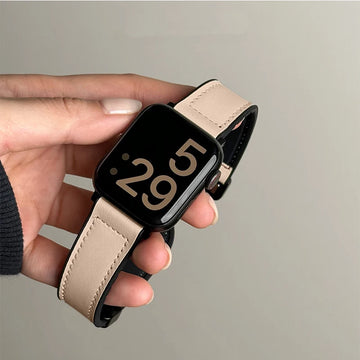 Leather+Silicone Strap For Apple Watch Band Ultra 49mm 44mm 45mm 41mm 46mm 40mm 42mm Magnetic Bracelet iwatch Series 10 9 8 7 6 Apsilon