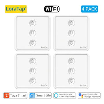 LoraTap Tuya Smart Life Roller Shutter Curtain Pushbutton Switch Remote Control via Google Assistant Alexa Apsilon