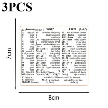 3pcs Windows PC Laptop Keyboard Reference Shortcut Stickers Laptop Skins Office Accessories Apsilon