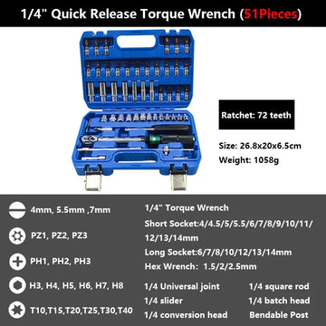 1/4'' Drive 2-24N.m Precise Double Scale Torque Wrench Set MTB Bike Socket Spanner Bicycle Motorcycle Ratchet Repair Toolbox Kit Apsilon