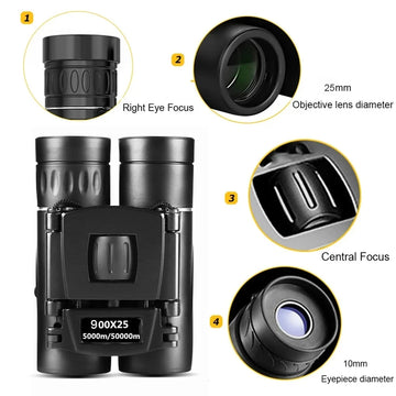 900x25 Mini Binoculars High-Powered BAK4 Prism Waterproof for Travel Bird Watching Outdoor Sports Apsilon