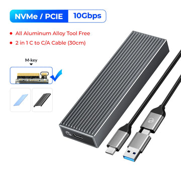 ORICO M.2 NVMe SSD Enclosure, USB 3.1 Gen 2 (10 Gbps) PCIe External Adapter NVMe Case for 2230/2242/2260/2280 M.2 SSD up to 8TB Apsilon