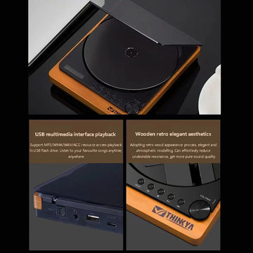 Wooden HIFI CD Player Bluetooth 5.1 Digital Optical Output USB Lossless Playback Wooden CD Music Player Infrared Remote Control Apsilon