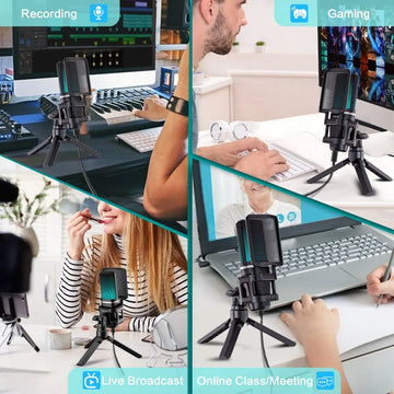 Zealsound RGB Recording Microphone With Articulated Arm/USB Condenser Mic with Tripod For Gaming Podcasting Streaming Youtube Apsilon
