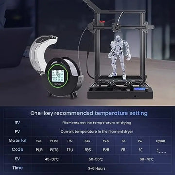SUNLU S2 3D Printer Filament Dryer Box 70℃ with Humidity Display 4.6" LCD for PLA ABS PA PC 1.75-3.0mm From US/EU/UK/AU Apsilon
