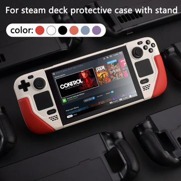 Full Protective Case for Steam Deck Cowhide wrap host Protective Soft Leather Grip Non-slip Cover hard shell bracket Accessories Apsilon
