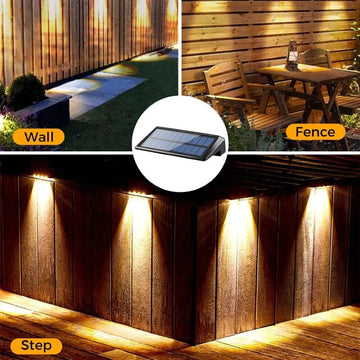 2 Pack Solar Wall Lights 4 LED Solar Fence Lights Outdoor Waterproof Solar Deck Lights Wall Lights for Fence Post Yard Pathway Apsilon