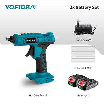 YOFIDRA 100W 260° Hot Glue Gun  Electric Mini Glue Guns Repair Power Tool With 10pcs 11MM Glue Sticks For Makita Battery Pin Apsilon