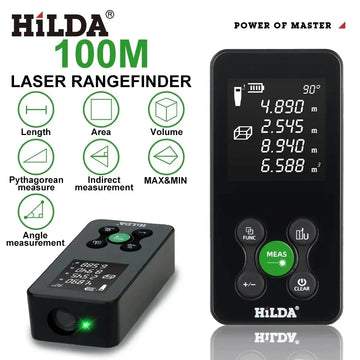HILDA 50/100/120M Laser Rangefinder Red/Green Light Laser Distance Digital Tape Rechargeable and Measurable Angle Laser Measure Apsilon