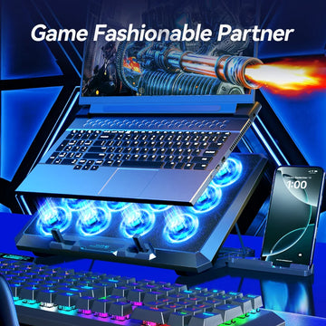COOLCOLD Laptop Cooling Pad with 12 Quiet Fans,12-17.3 Inch Gaming Laptop Cooler Stand with Two USB Ports & Phone Holder Apsilon