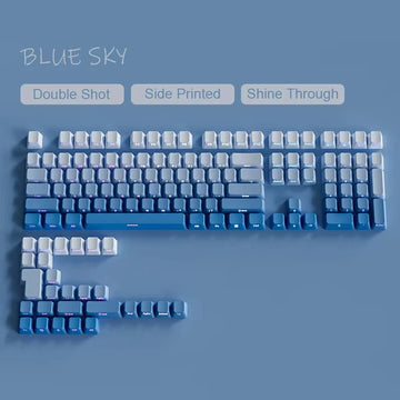 135 Keys Gradient Green Shine Through Keycaps Side Printed PBT Double Shot Keycaps OEM Profile for MX Switches Gaming Keyboards Apsilon