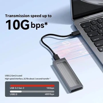 Lexar Hard Drive Enclosure E300 M.2 NVMe Type-C All Aluminium Solid State Mobile Hard Drive Case High Speed 10Gbps Transport Apsilon