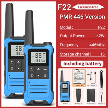 2pcs Baofeng F22/T22 Mini Walkie Talkie PMR Long Range Rechargable Portable Two Way Radio Type-C Charger for Camping Trip Apsilon