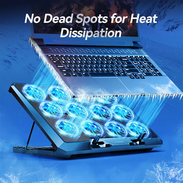COOLCOLD Laptop Cooling Pad with 12 Quiet Fans,12-17.3 Inch Gaming Laptop Cooler Stand with Two USB Ports & Phone Holder Apsilon
