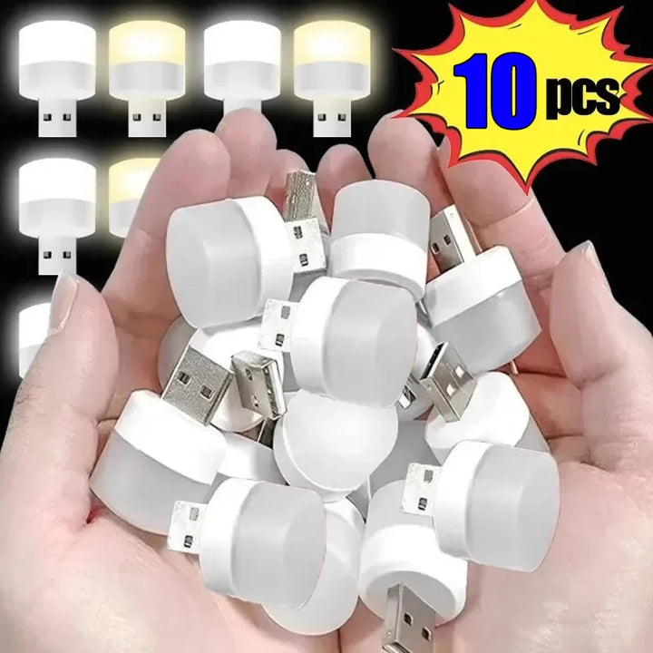 10/1PCS USB Night Light Mini LED Night Light USB Plug Lamp Power Bank Charging USB Book Lights Round Reading Eye Protection Lamp Apsilon