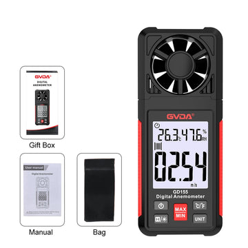 GVDA Digital Anemometer Handheld Wind Speed Meter GD155 for Measuring Wind Speed Temperature and Wind Chill with Backlight LCD Apsilon