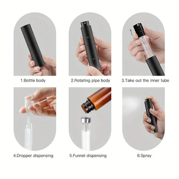 10ml Travel Perfume Sprayer, Refillable Cologne Container, Empty Dispenser Spray Bottle for Mini Sprayer Size (Black) Apsilon