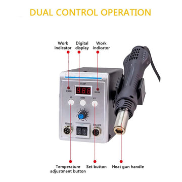 Podofo 2-in-1 Soldering Station, Hot Air Rework and Soldering Iron Station with Digital Temperature Correction  Function Apsilon