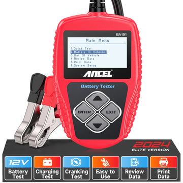 ANCEL BA101 Car Battery Tester 12V Digital Automotive Alternator Meter Diagnostic Tool 100-2000 CCA Load Capacity Charging Apsilon