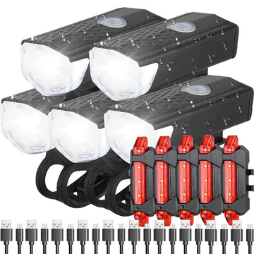 Bike Light Set Bicycle Headlight Taillight Rechargeable Front and Rear Set MTB Bike Flashlight Cycling Lamp Bicycle Accessories Apsilon