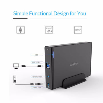 ORICO 3.5'' HDD Case SATA to USB 3.0 Adapter External Hard Drive Enclosure for 2.5" 3.5" SSD Disk HDD Case for PC Apsilon