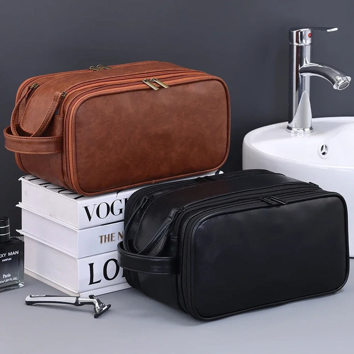 Multi Pockets PU Toiletry Bag For Women Men Travel Essentials Makeup Bags Waterproof Hanging Bag Cosmetic Washing Organizer Bag Apsilon