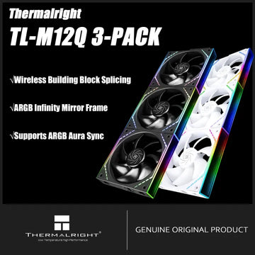 Thermalright TL-M12Q X3 120mm PC Case Cooling Fans, Daisy-Chain | 2000RPM | High Airflow | ARGB | Dual Infinity Mirrors Lighting Apsilon