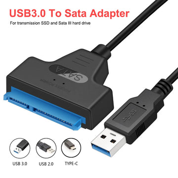 SATA to USB 3.0/2.0/Type-C Adapter Sata Cable Up To 6 Gbps Support 2.5 Inch External HDD SSD Hard Drive 22 Pin Sata III Cable Apsilon