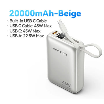 Vention CCC 45W 20000mAh Power Bank Fast Charging Portable Charger for Xiaomi iPhone Pro Max Samsung Galaxy Battery 3C Powerbank Apsilon