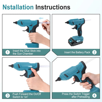 Podofo Electric Hot Melt Glue Gun Cordless Hot Melt Glue Gun With 11mm Glue Sticks Home DIY Repair Tool for Makita 18V Battery Apsilon
