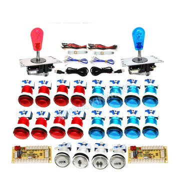 Game Player DIY SANWA Arcade Kit for PC Raspberry Pi with LED Push Button American Style Joystick USB Encoder Cable Mame Pandora Apsilon