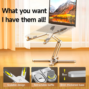 Foldable Laptop Stand 360°Rotation Notebook Table Aluminum Alloy Holder Portable Book Tablet Bracket with Heat Dissipation Apsilon
