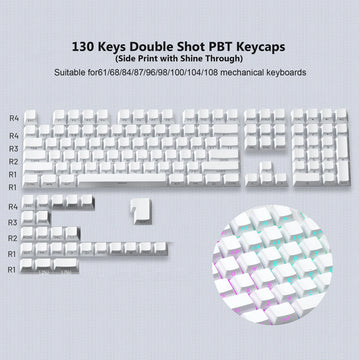 135 Keys Gradient Green Shine Through Keycaps Side Printed PBT Double Shot Keycaps OEM Profile for MX Switches Gaming Keyboards Apsilon