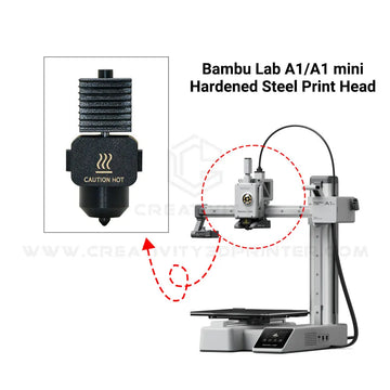 A1/A1 Mini Upgrade Hotend Kit Hardened Steel Replaceable Nozzle 0.2/0.4/0.6/0.8mm High Speed Wear Resistant Hot End Assembly For Bamboo Lab A1/A1 Mini/A2L 3D Printer Parts Apsilon