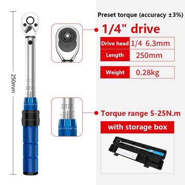 1/4'' Drive 2-24N.m Precise Double Scale Torque Wrench Set MTB Bike Socket Spanner Bicycle Motorcycle Ratchet Repair Toolbox Kit Apsilon