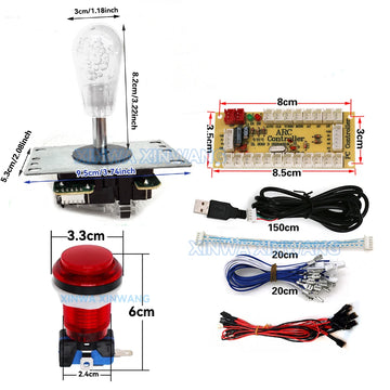 Game Player DIY SANWA Arcade Kit for PC Raspberry Pi with LED Push Button American Style Joystick USB Encoder Cable Mame Pandora Apsilon
