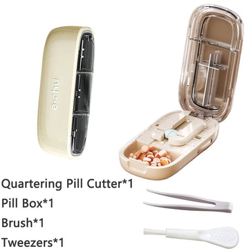 Pill Cutter With Invisible Storage Box Portable 2 In 1 Mini Drug Tablet Medicine Small Small Medicine Box Health Care Pills Case Apsilon