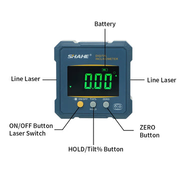 SHAHE Digital Angle Finder Protractor, 2 In 1 Digital Level Angle Gauge Chargeable Digital Inclinometer Angle Measuring Tool Apsilon