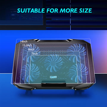 COOLCOLD Laptop Cooling Pad for 12-17 Inch Laptop Cooler Stand, 5 Quiet Fans, 5 Angle Adjustable with Phone Holder Apsilon