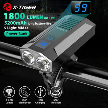 X-TIGER Bike Light Set Powerful USB Rechargeable Bright 10000mAh Bicycle Front Lights IPX5 Waterproof Front Lamp Cycling Apsilon