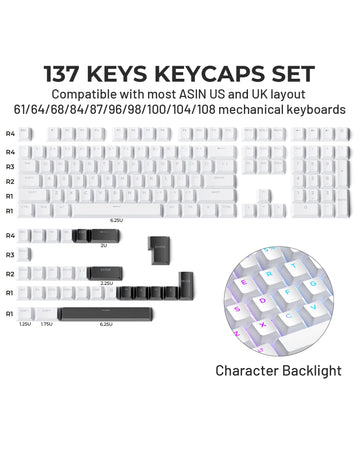 XVX Phantom Gradient Keycaps PBT Top/Side Print Key Caps Double Shot Shine Through Custom Minimalist OEM Russian/Korean Keycap Apsilon